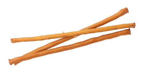 heap of salty cracker pretzel sticks isolated on white background