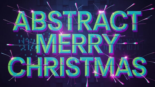 Abstract Merry Christmas text with neon glow and sparks - Powered by Adobe