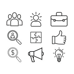 Business Icon Set &ndash; Professional Symbols for Teamwork, Innovation, and Marketing
