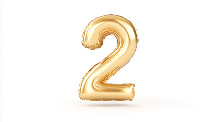 A golden balloon shaped like the number two