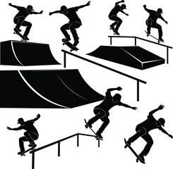 skateboard, trick, ramp, rail, park, sport, action, youth, urban, street, culture, lifestyle, motion, jump, flip, ride, balance, energy, silhouette, freestyle