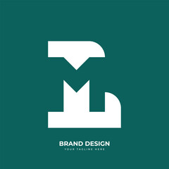 Letter Lm or Ml negative space abstract monogram logo