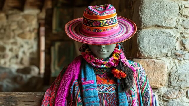 monteras hat with traditional dress peruvian attire video