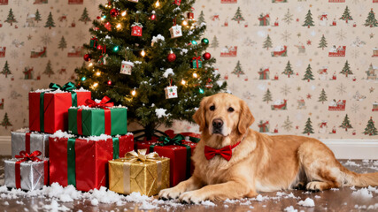 dog and christmas gift