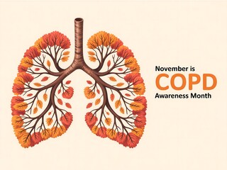 Artistic representation of lungs as autumn trees symbolizing copd awareness month