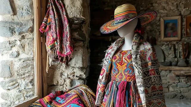 monteras hat with traditional dress peruvian attire video