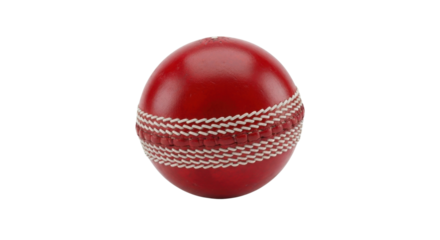 Red cricket ball close-up shot isolated PNG with Transparent Background
