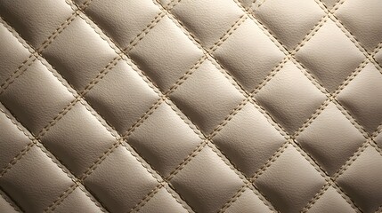 Fototapeta premium Elegant showcases a luxurious diamond-stitched leather texture in neutral beige tones, demonstrating intricate craftsmanship.