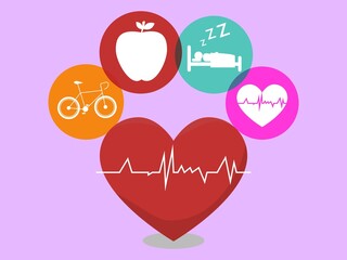 Healthy Lifestyle and Heart Care Concept Illustration