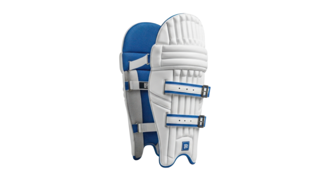 Cricket batting leg guards pads isolated PNG with Transparent Background - Powered by Adobe
