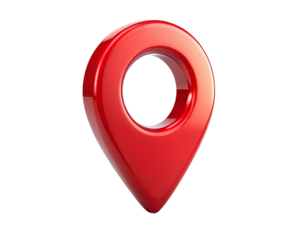 Red glossy map pin location marker isolated on transparent background