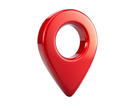 Red glossy map pin location marker isolated on transparent background - Powered by Adobe