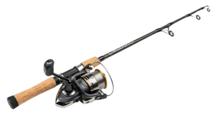Fishing rod with reel, fishing equipment isolated PNG with Transparent Background