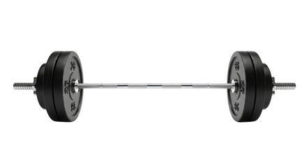 Barbell with weights for strength training isolated PNG with Transparent Background