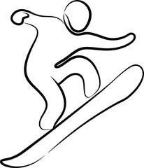 Single line drawing a snowboarder in mid air a Continous line drawing snowboarding