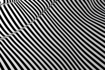 Abstract Black and White Striped Fabric with Wavy Folds and Texture
