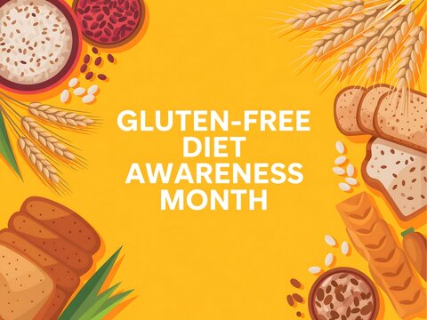Celebrating gluten free diet awareness month with wholesome grains and baked goods - Powered by Adobe