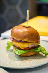 Hamburger slider served on a plate for appetizer