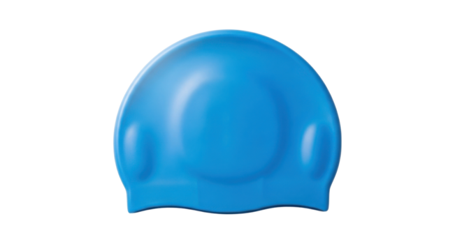 Blue swim cap for swimming or other aquatic activity isolated PNG with Transparent Background