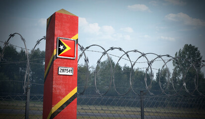 Border post with flag of East Timor - 3D illustration