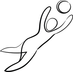 A continuous Continous line drawing line drawing a cat playing with a ball feline