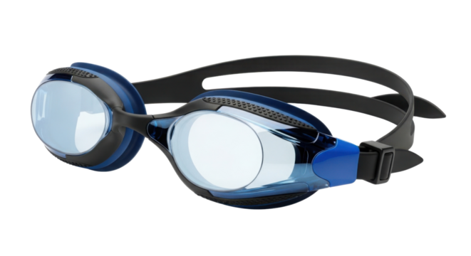 Blue tinted swimming goggles isolated PNG with Transparent Background - Powered by Adobe