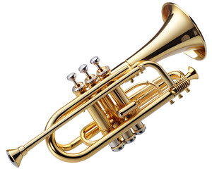 Fototapeta premium A shiny golden trumpet musical instrument isolated on a transparent background