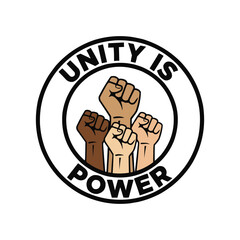 Symbolism of Unity, a Diverse Group United for Change and Equality, Stands Together Within a Circular Motif