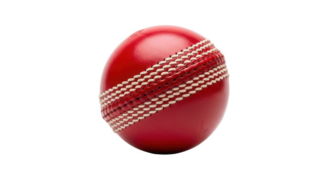 Red leather cricket ball close up isolated PNG with Transparent Background