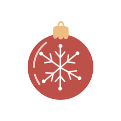 Fototapeta premium Red Christmas bauble with snowflake festive holiday vector illustration