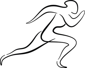 Continous line drawing continuous line artwork a runner sprinting forward running