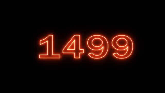 Neon glowing countdown from 2000 to 0 number animation.