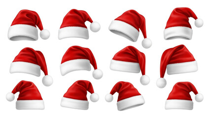 High Quality Red Santa Hat Silhouette Icon Set of 12 Unique Christmas Hats