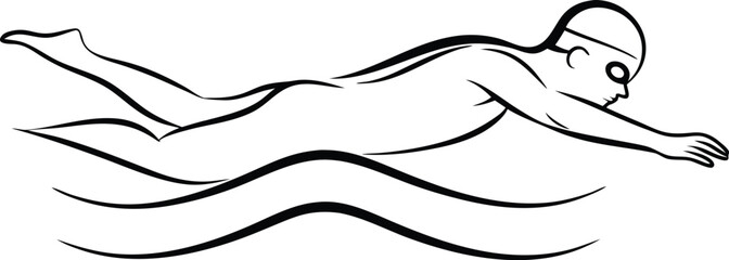 Continous line drawing continuous line artwork a swimmer in water swimming