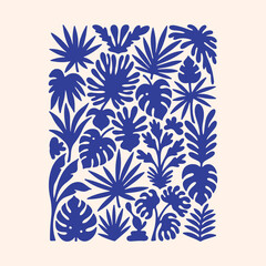 Organic branch with leaves in abstract Matisse cut-out style