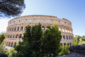 Colosseum, an ancient roman amphitheater and iconic travel destination in italy