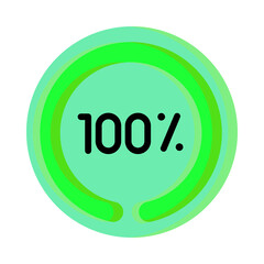 Green circle loading bar showing one hundred percent