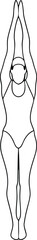 Minimalist Continous line drawing line art a person in a diving pose oneline simple