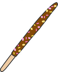 Chocolate Coated Biscuit Stick with Colorful Sprinkles Isolated on Transparent Background – Sweet Snack Illustration for Pepero Day