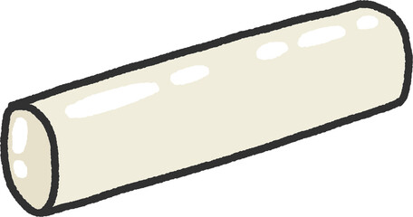White Korean Rice Cake Stick Illustration – Simple Traditional Garaetteok Food Drawing on White Background