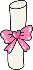 Korean Rice Cake Gift Illustration – Garaetteok with Pink Ribbon and Heart Bow for Holiday Celebration