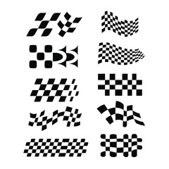 checkered racing flag vector, checkered racing flag set

