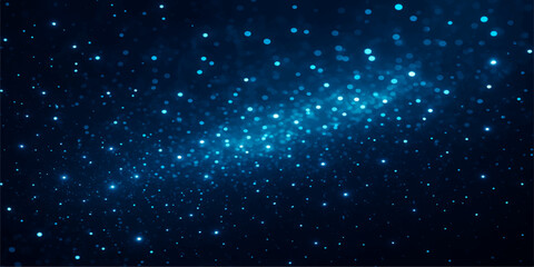 Abstract blue background with starry sky and particles of light creating a galactic loop