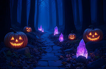  Glowing pumpkins and crystals
