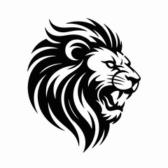 Fototapeta premium Ro Searchable Title Roaring Lion Head Logo Icon### 45 Keywords Lion, Roar, Mane, Predator, King, Jungle, Wildlife, Strength, Courage, Power, Majesty, Fierce, Bold, Alpha, Beast, Safari, Feline, Sava