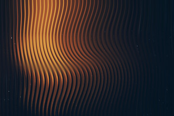Illustration of abstract orange wavy lines background with light and shadow effect render