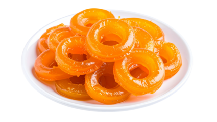 A plate of jalebi a traditional indian sweet made of deep fried batter and soaked in sugary syrup
