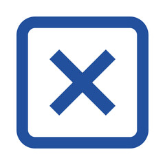 Blue cross mark inside white square border