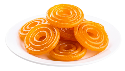 A plate of jalebi a traditional indian sweet made of deep fried batter and soaked in sugary syrup