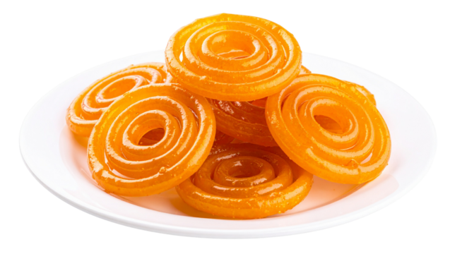 A plate of jalebi a traditional indian sweet made of deep fried batter and soaked in sugary syrup